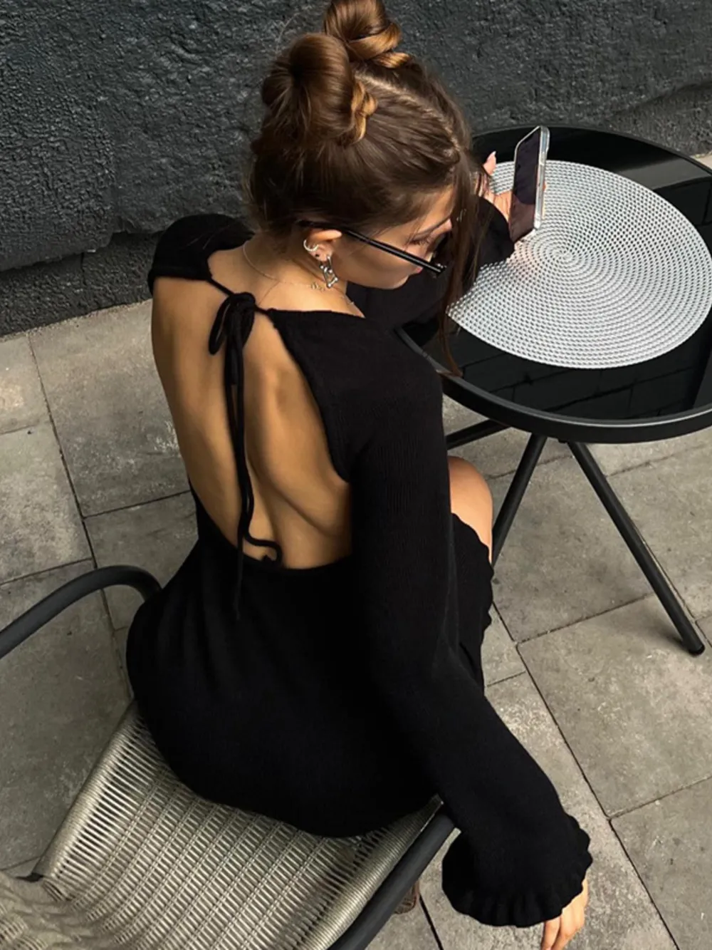 Long Sleeve Backless Sweater Dress, image 9