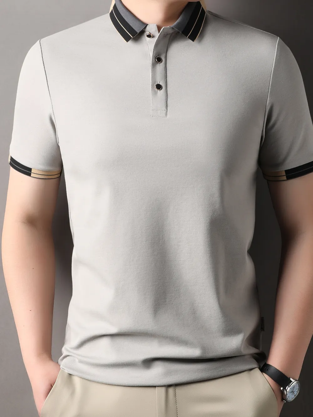 Men's Button Detail Short Sleeve Polo, image 2