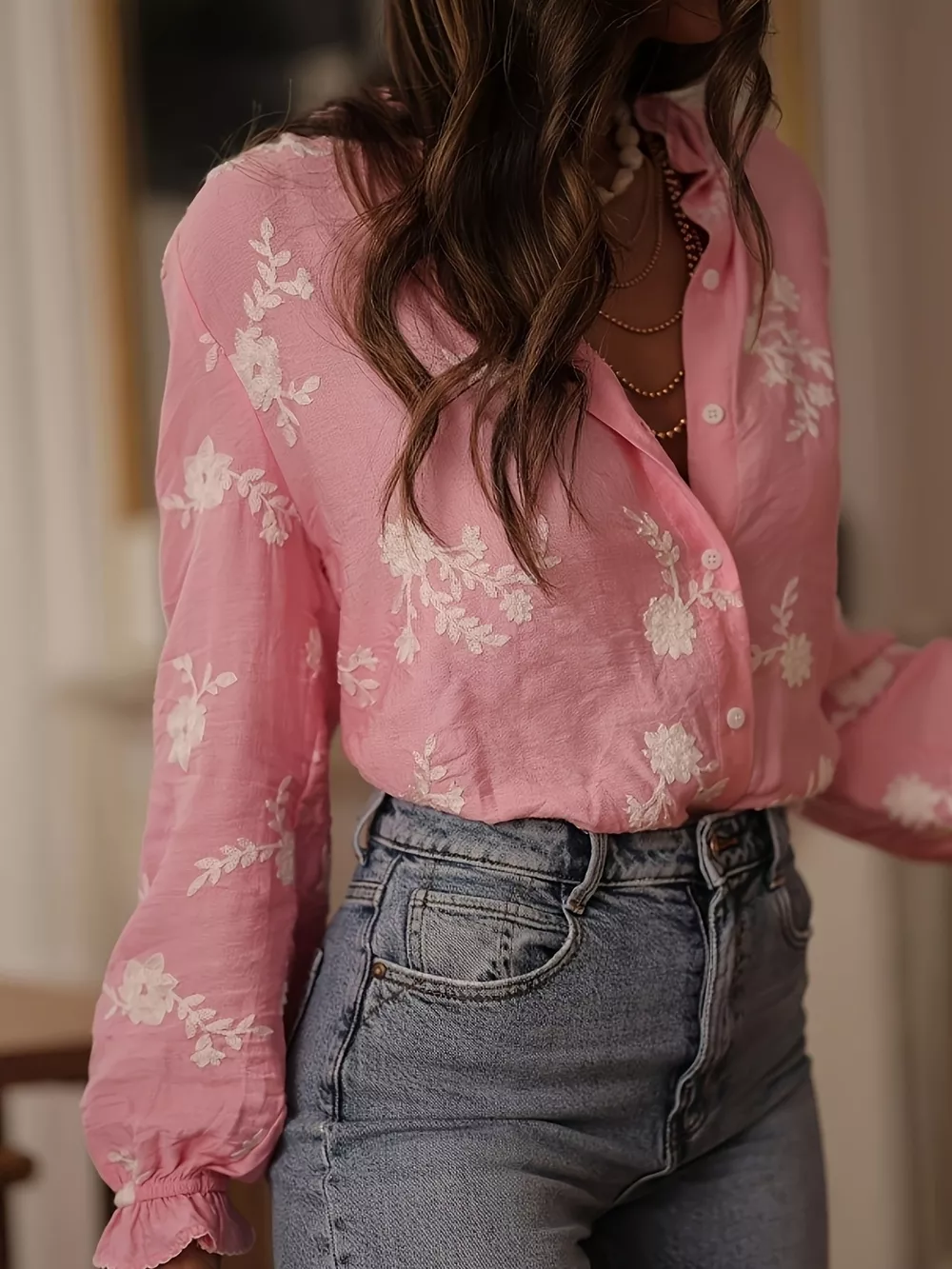 Floral Embroidered Long Sleeve Shirt, image 13