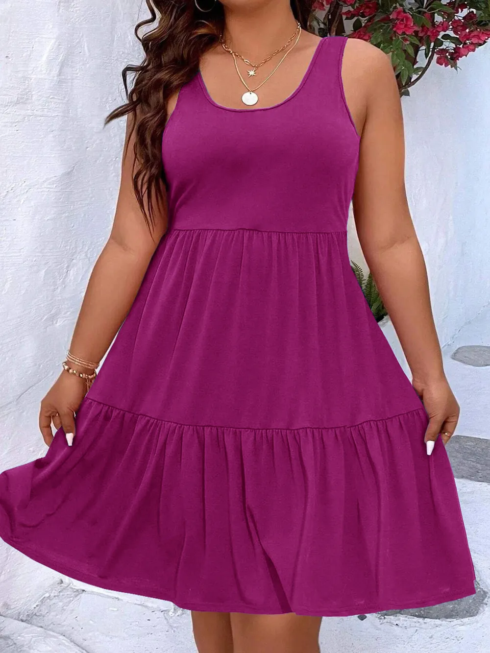 Plus Size Tiered Scoop Neck Tank Dress, image 21