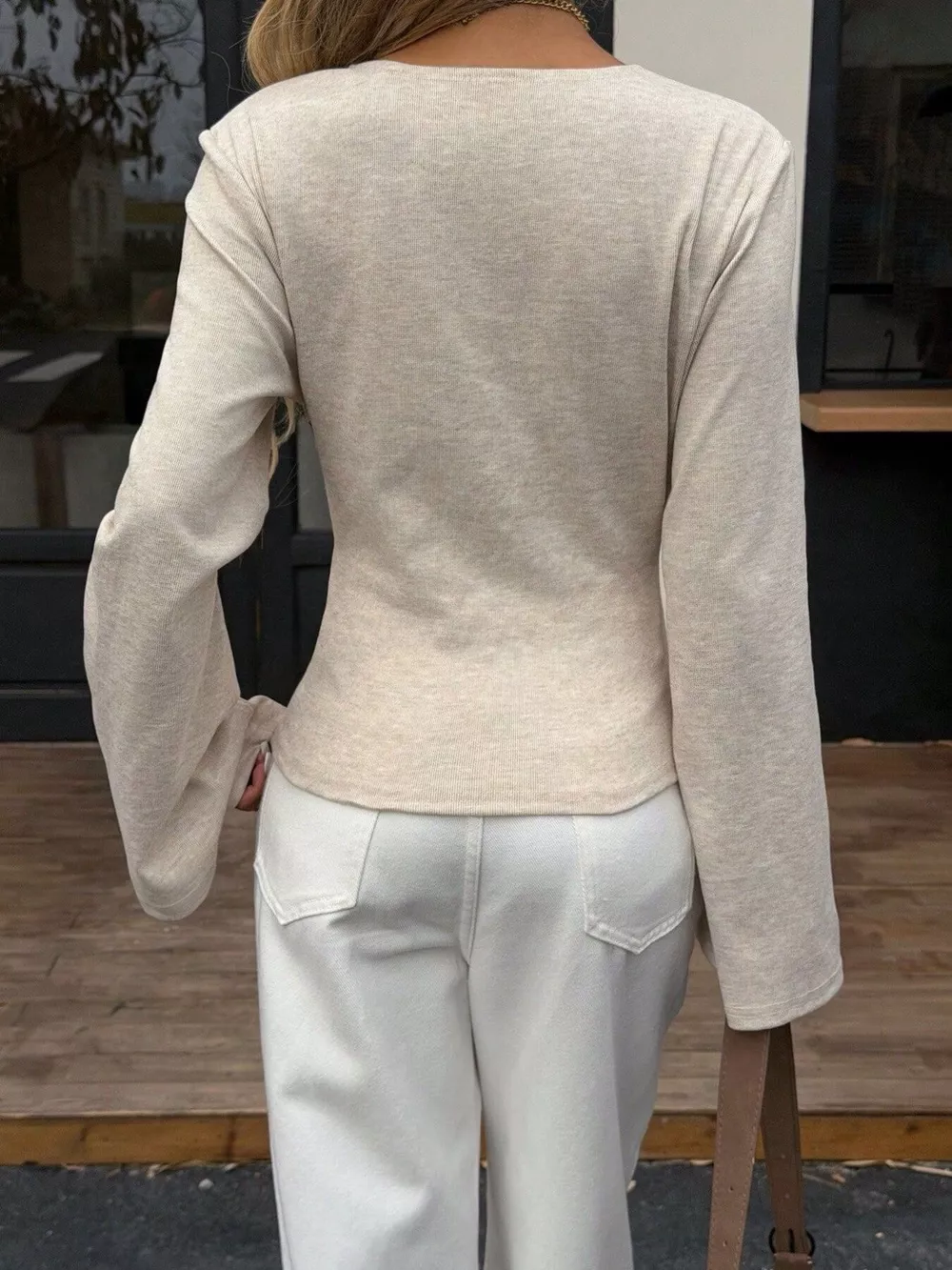 Wrap-Front Long Sleeve T-Shirt, image 6