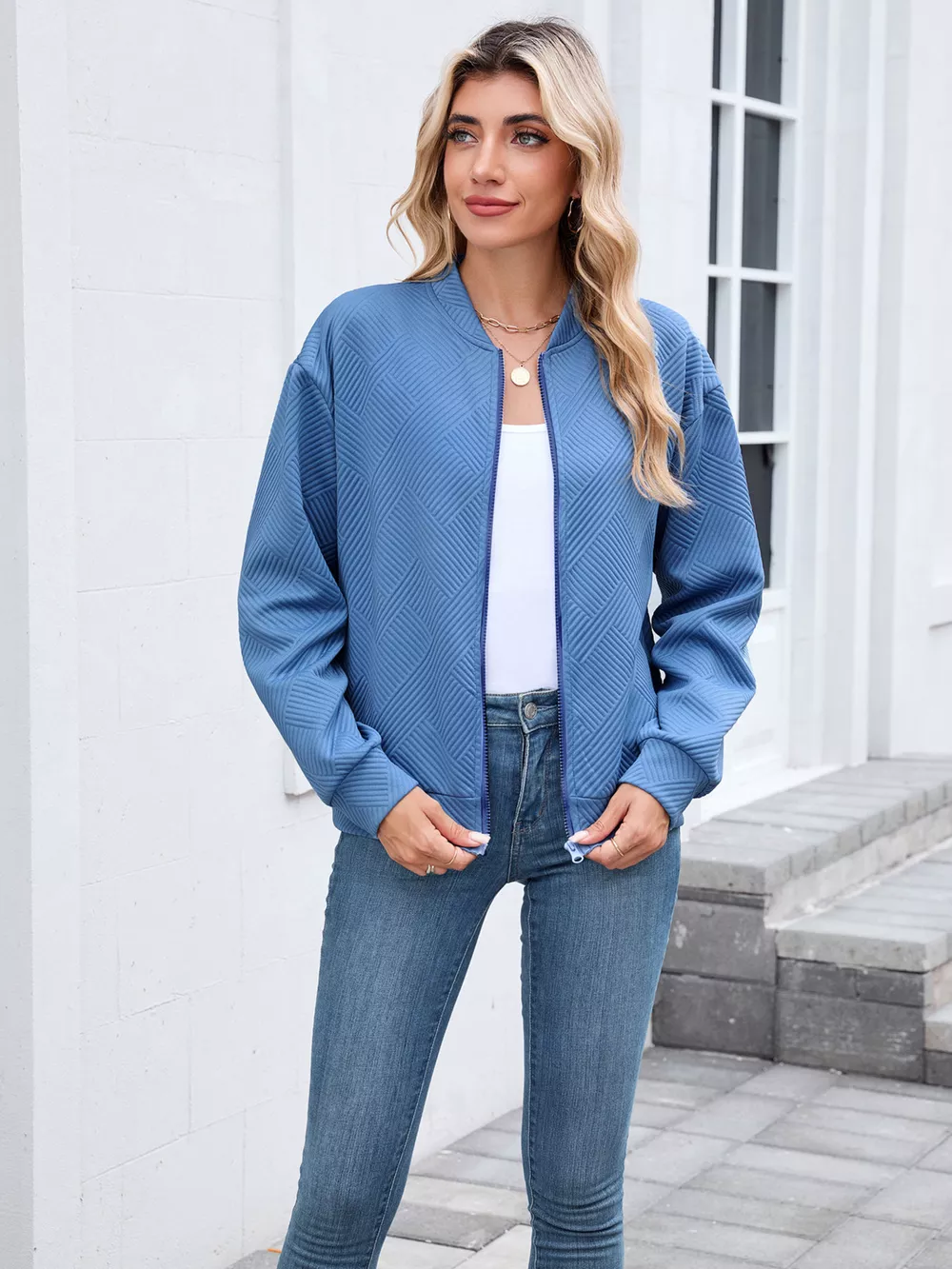 Textured Zip Up Jacket, image 21