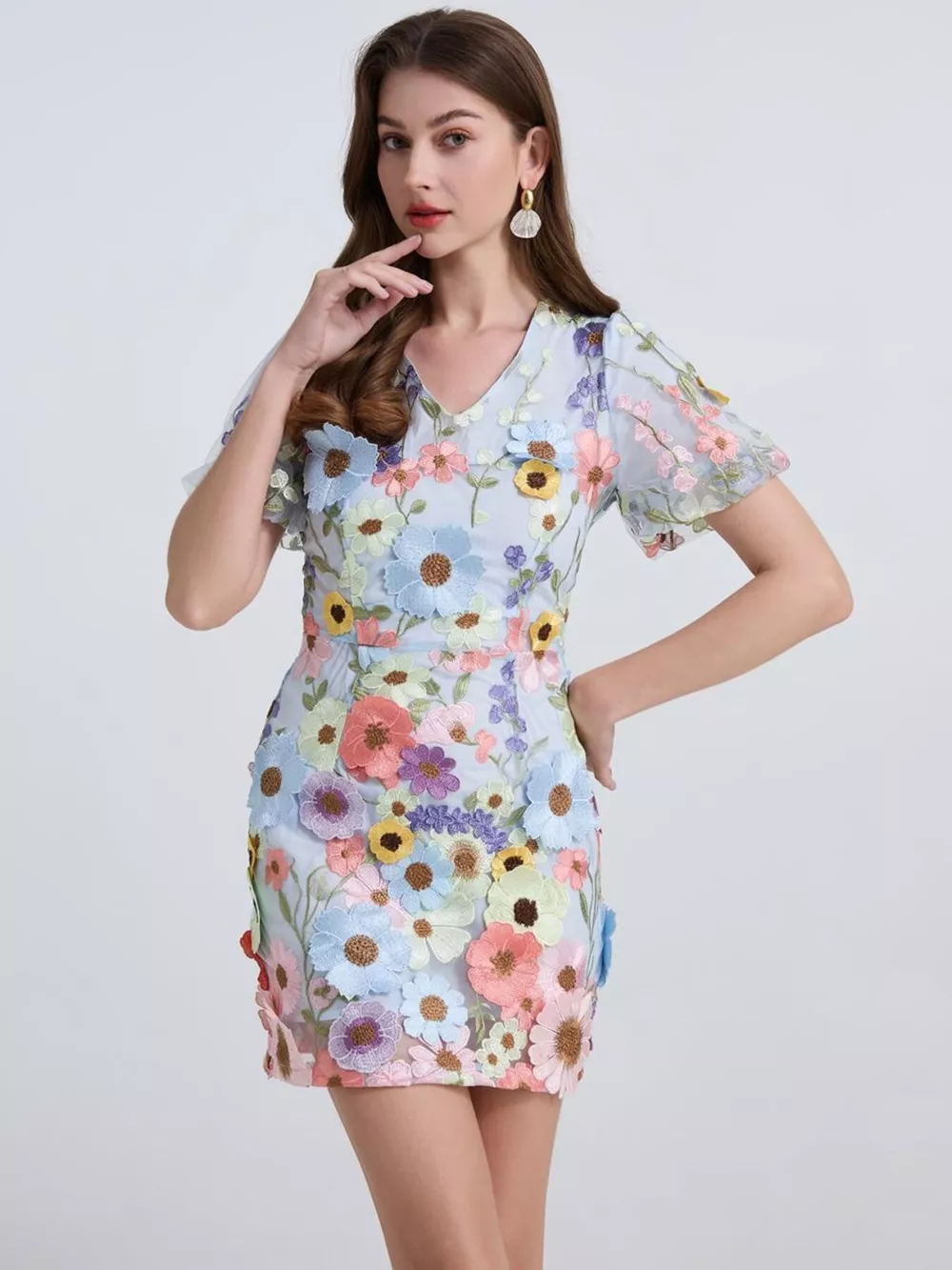 Floral Puff Sleeve Mini Dress, image 9