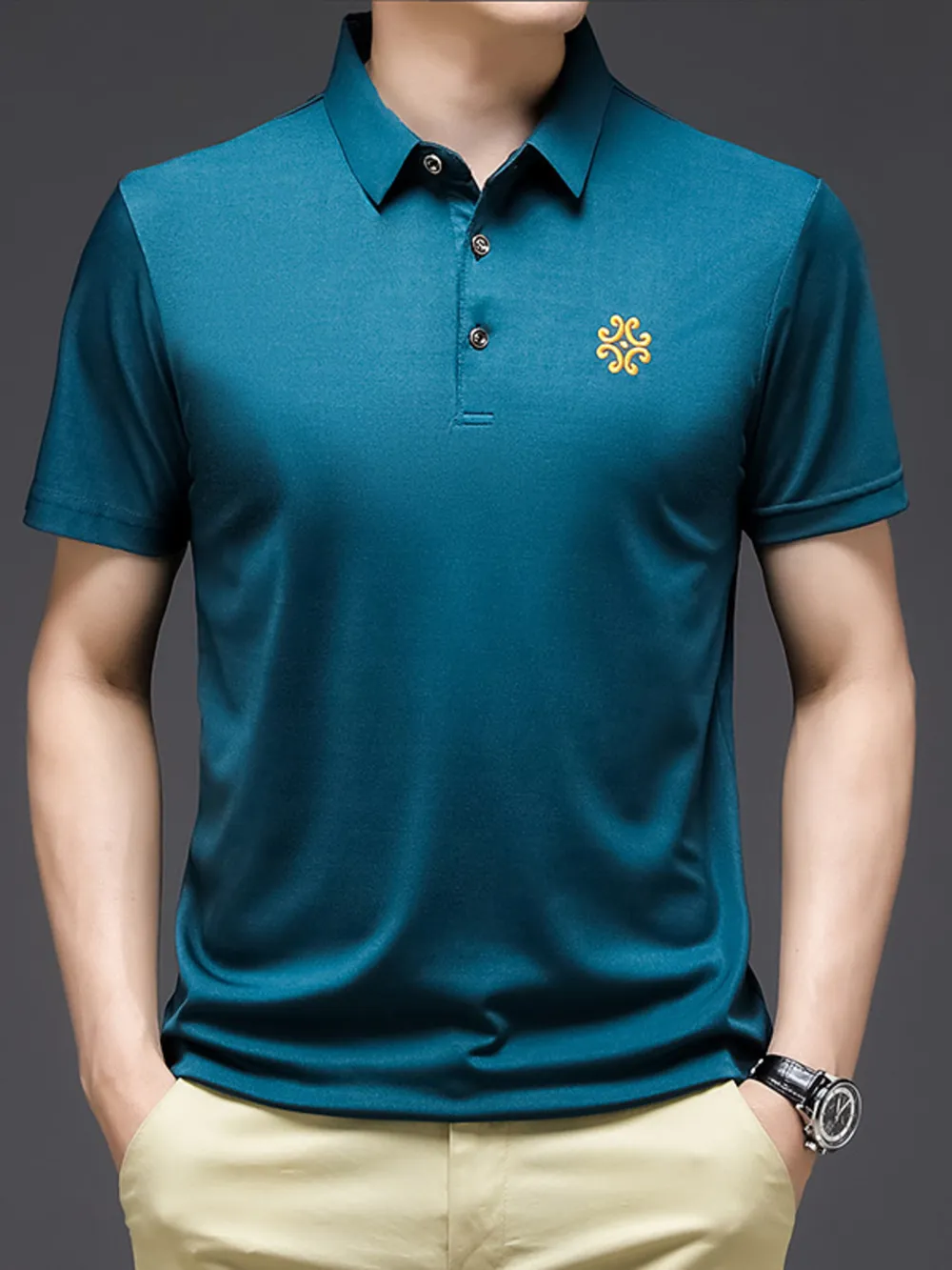 Men's Plus Size Breathable Short Sleeve Polo, image 4