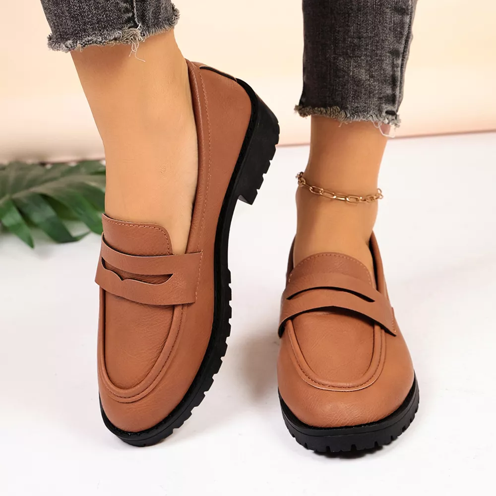 Classic Minimalist Penny Loafers with Chunky Lug Sole, image 7