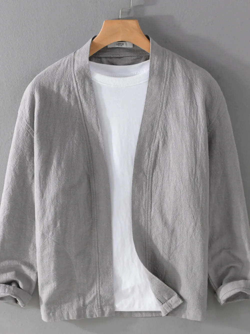 Men's Plus Size Casual Open Front Long Sleeve Top, image 2
