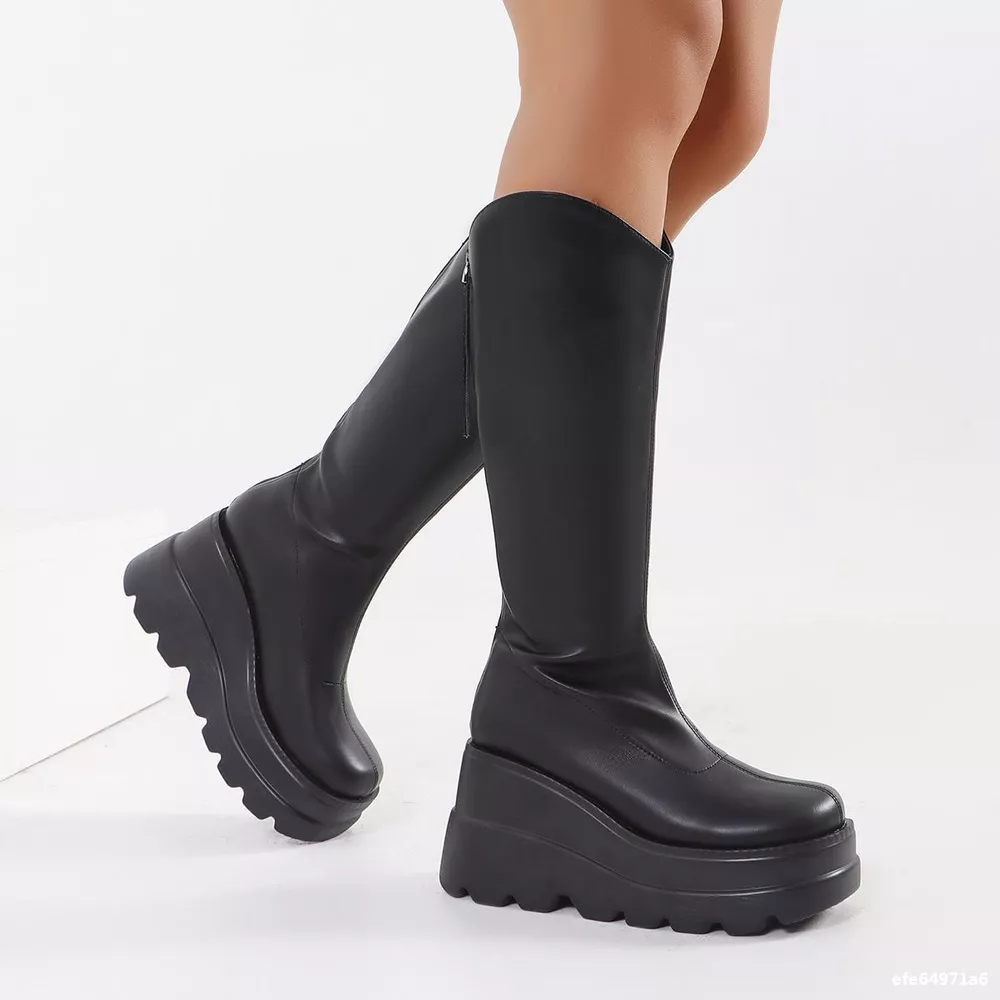 Round Toe Platform Wedge Boots, image 5