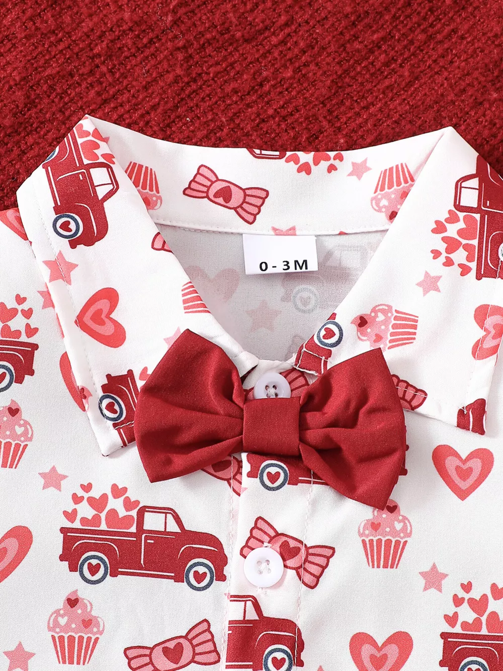 Children's Bowknot Decor Bodysuit and Suspender Shorts Set, image 3