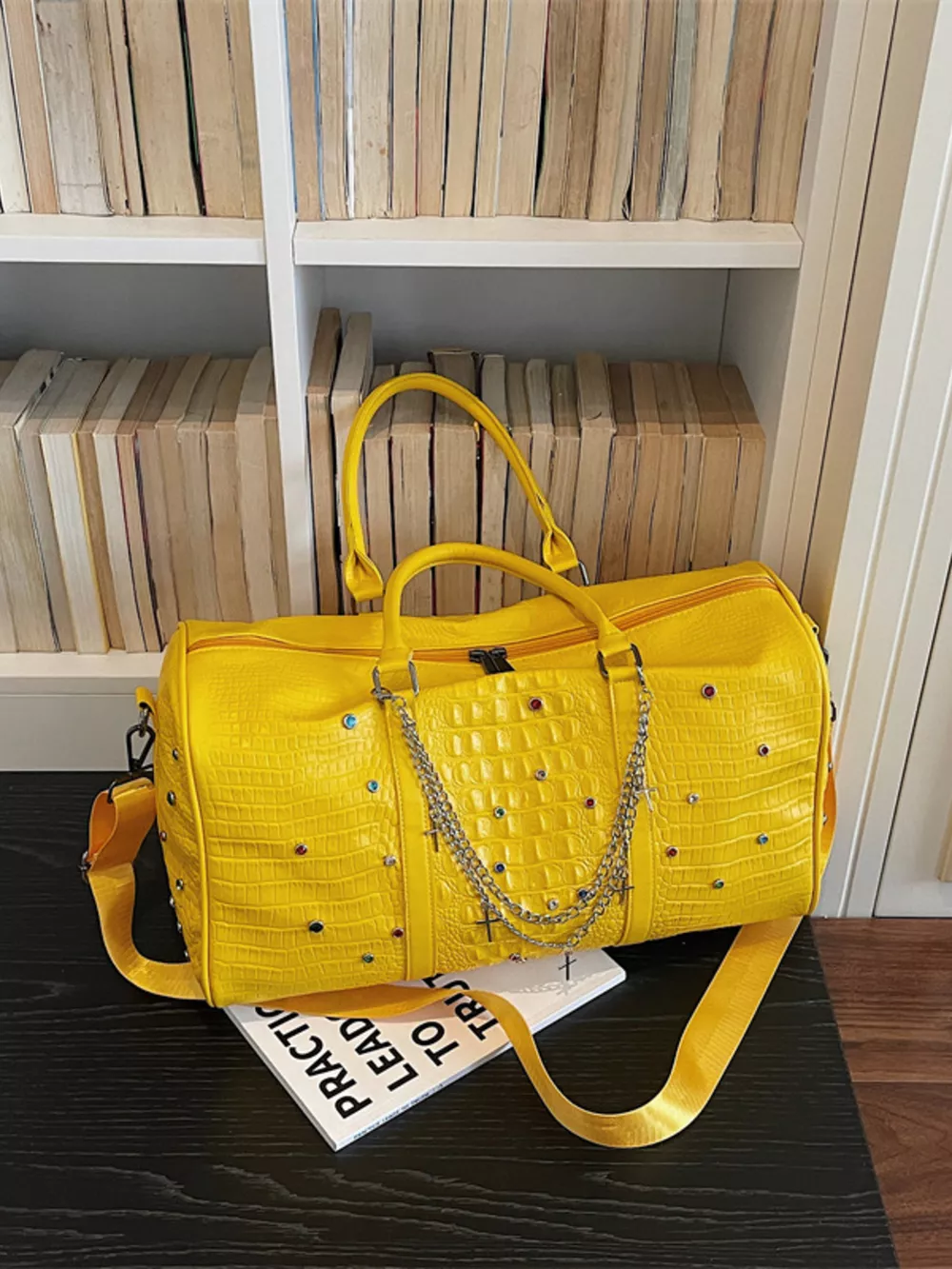 Studded Leather Duffel Bag, image 6
