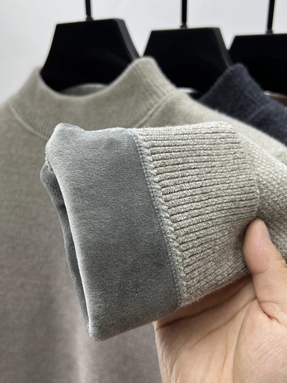 Men's Plus Size Ribbed Hem Long Sleeve Sweater, image 6