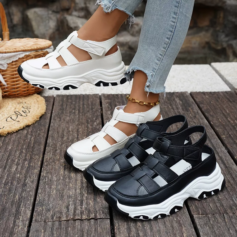 Cutout Round Toe Platform Sandals, image 2