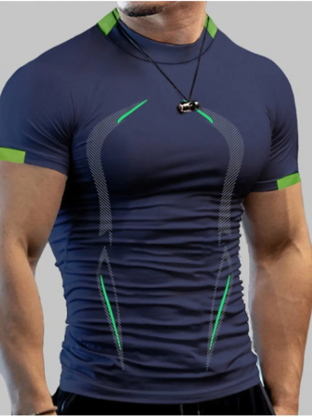 Men's Full Size Mock Neck Short Sleeve Active T-Shirt Plus Size, image 3