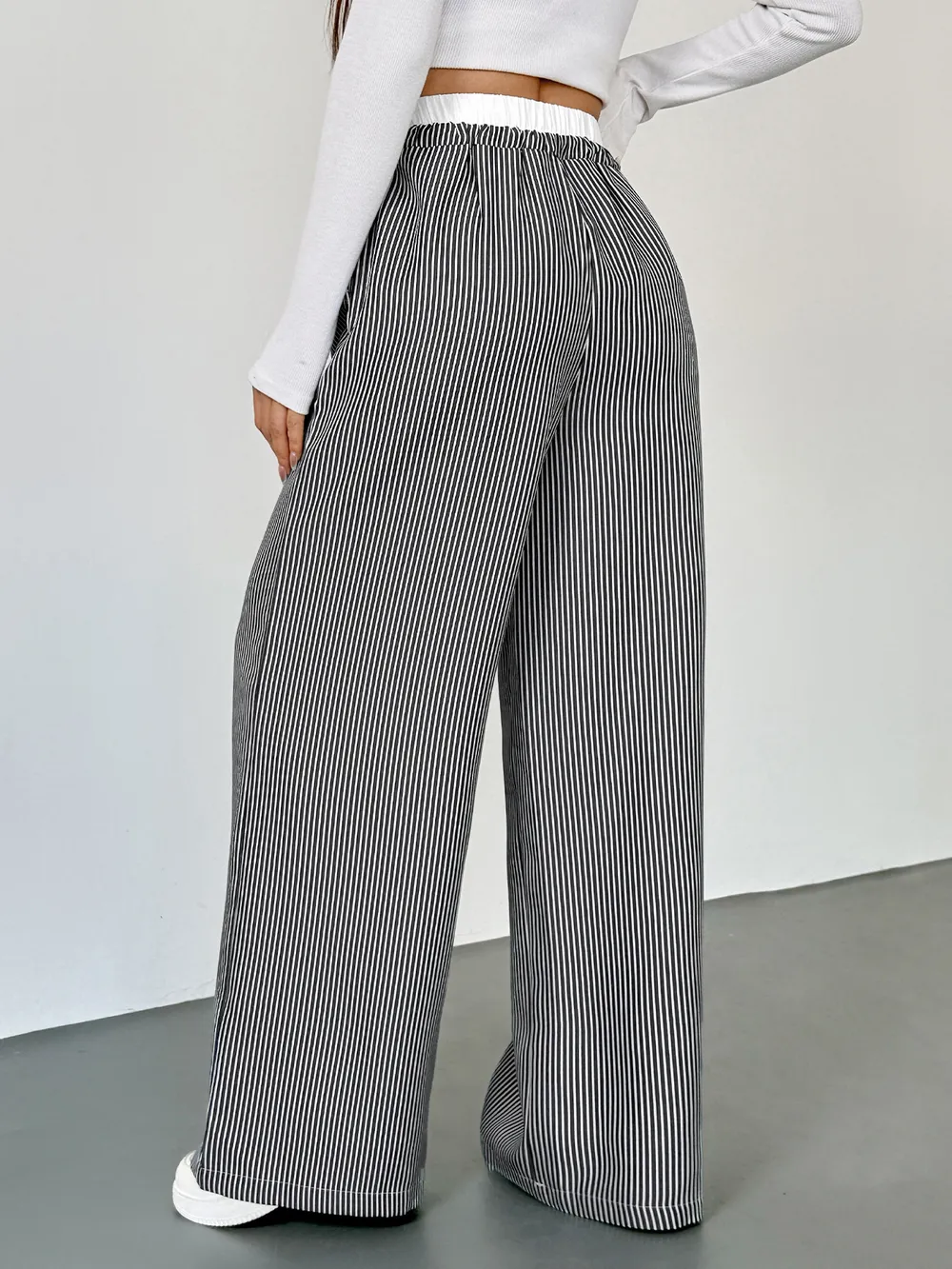 Striped Wide Leg Drawstring Pants, image 10