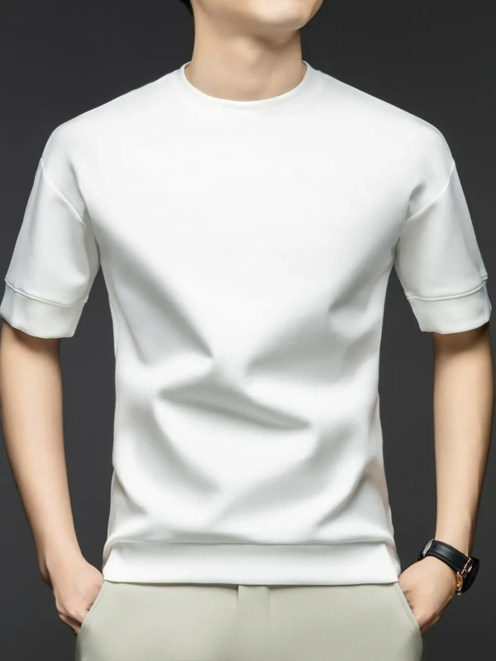 Men's Plus Size Round Neck Half Sleeve T-Shirt, image 4