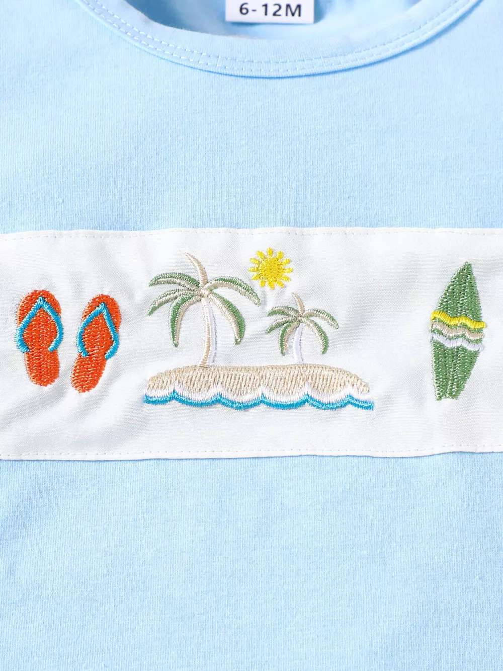 Children's Shark Embroidered T-shirt and Striped Shorts Set, image 8