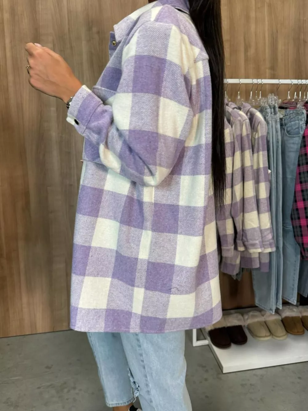 Plaid Button-Down Long Sleeve Shacket, image 12