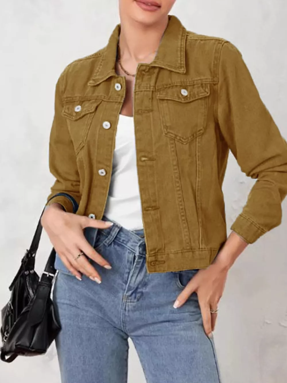 Button Up Long Sleeve Denim Jacket, image 7
