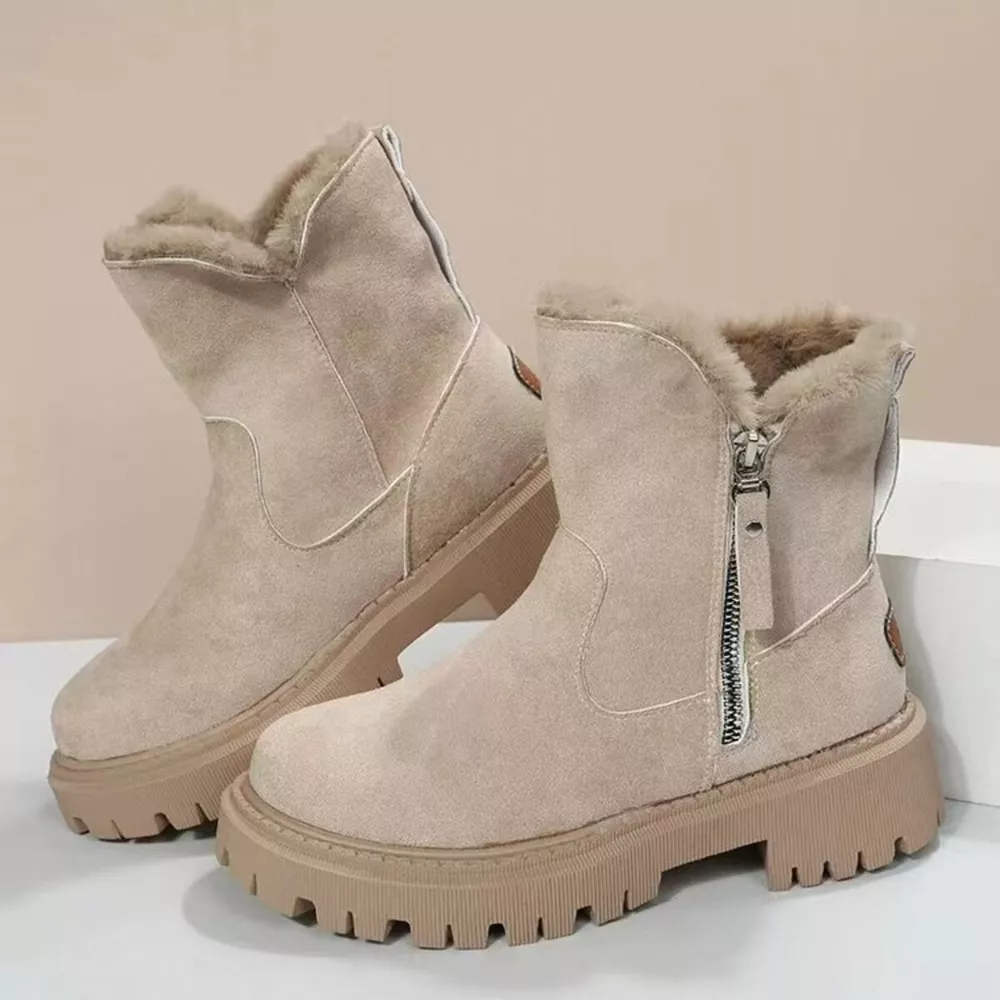 Fuzzy Lined Ankle Boots with Zipper, image 8