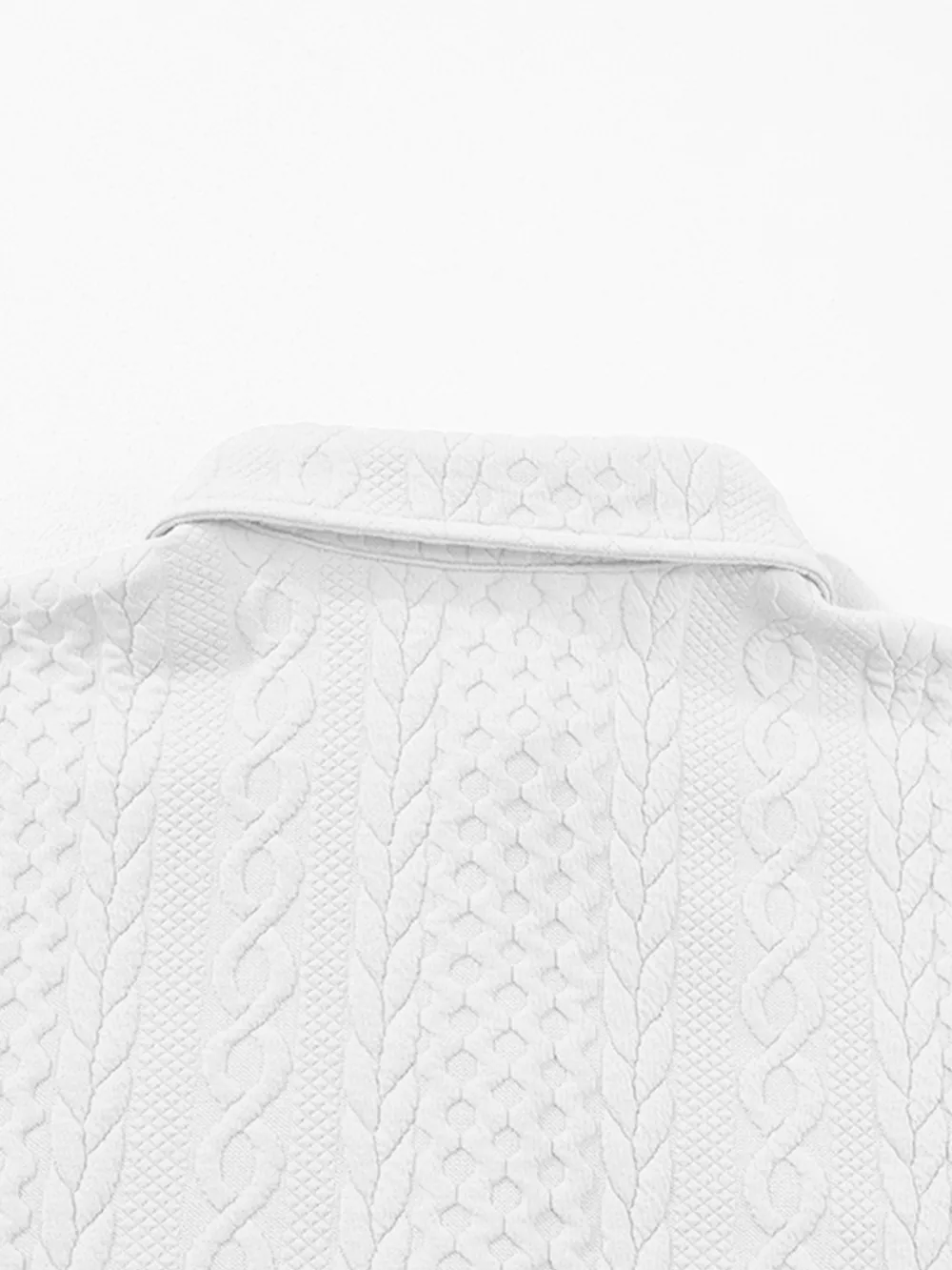 Cable Texture Puff Sleeve Loose Shacket, image 32