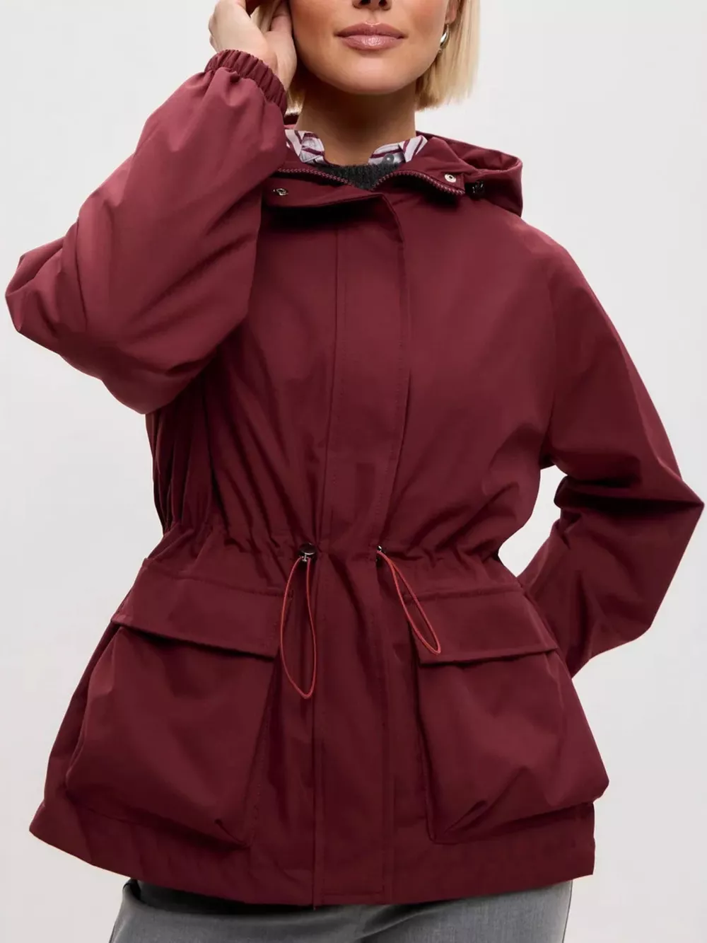 Drawstring Waist Hooded Windbreaker Outerwear, image 12
