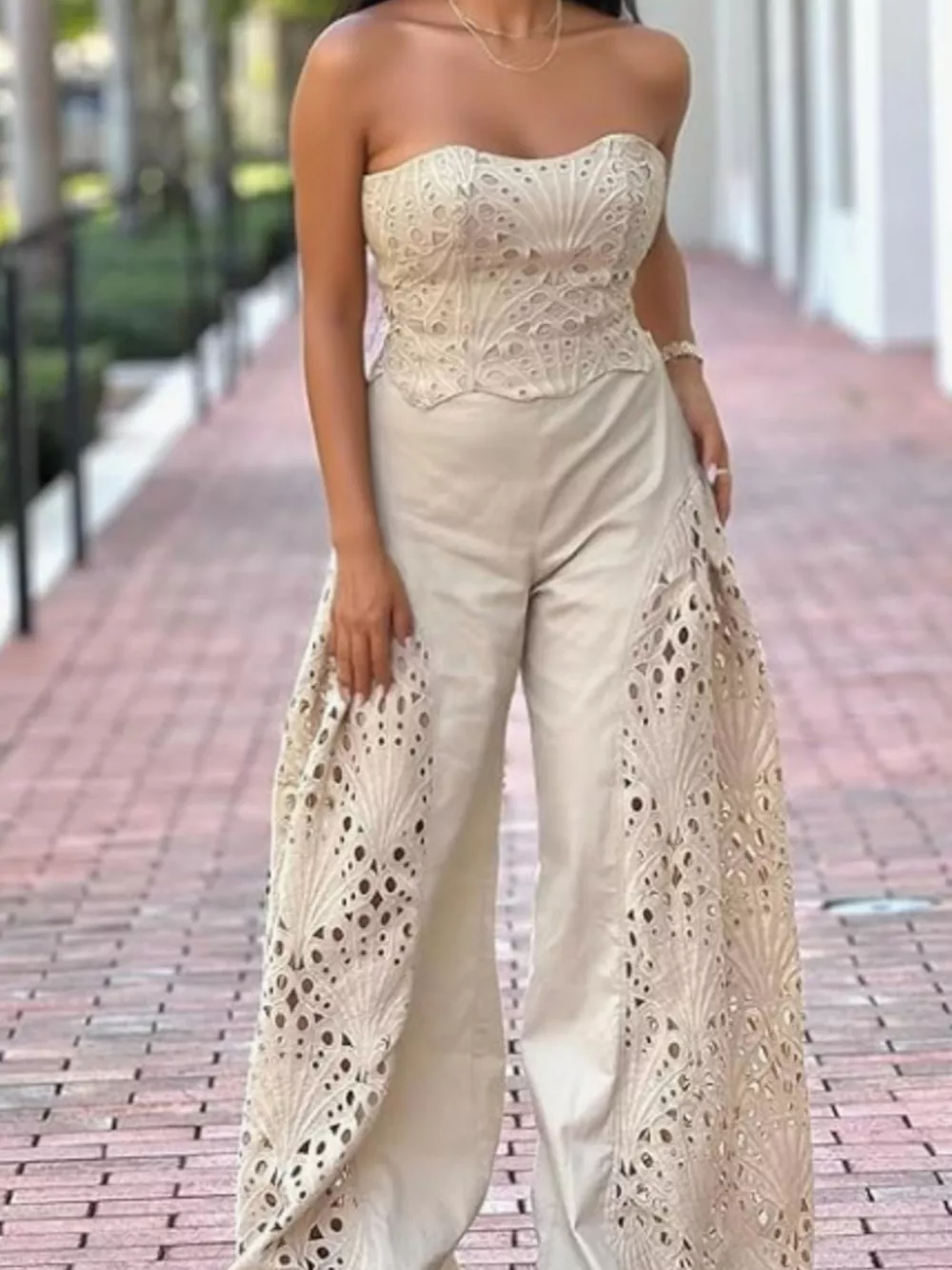 Hollow-Out Tube Top and Pants Two-Piece Set, image 7