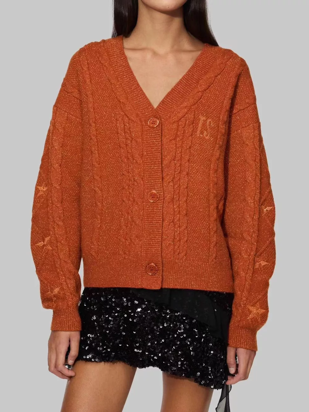 Cable Knit Button Up Cardigan, image 3
