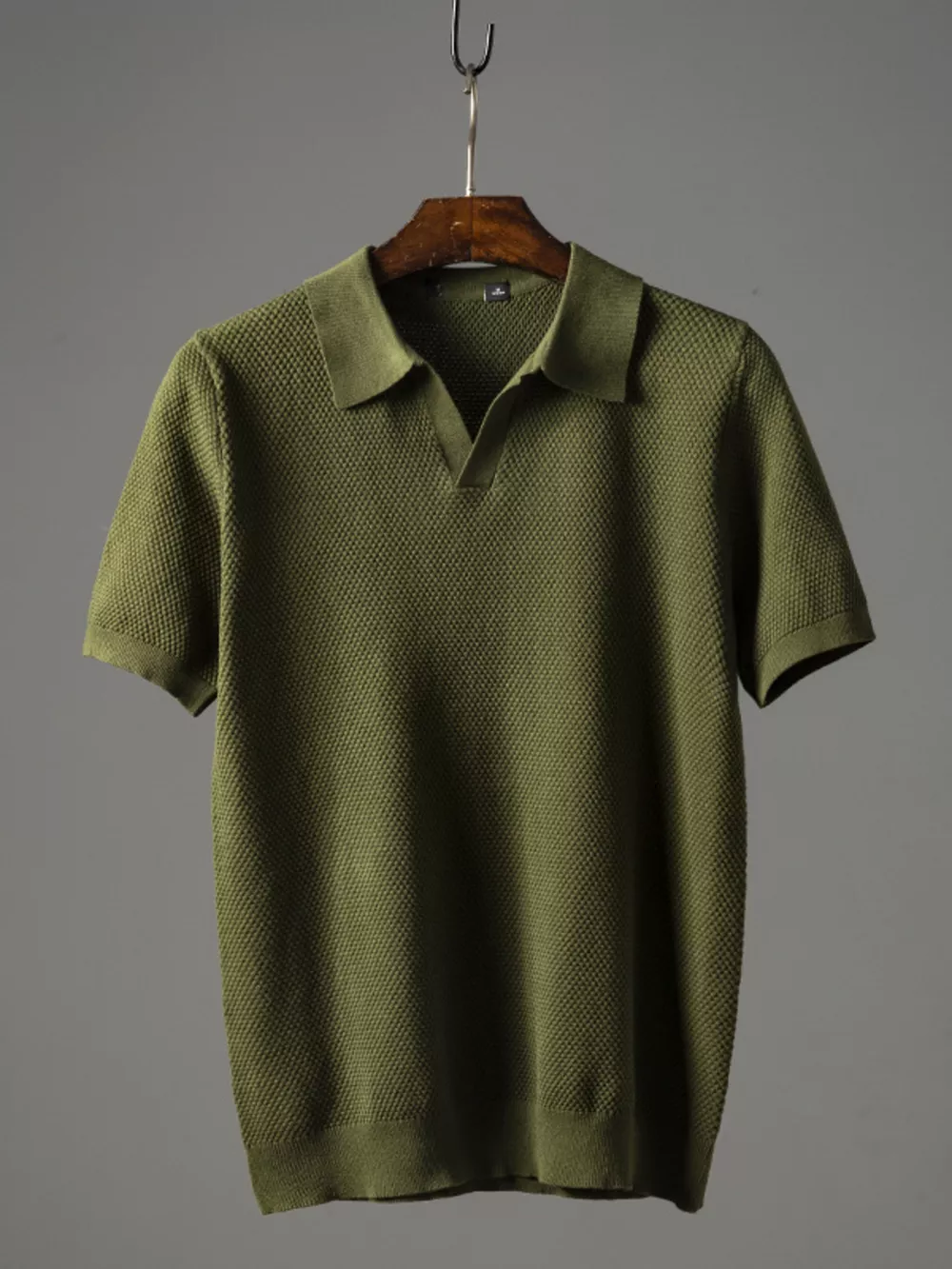 Men's Plus Size Textured Knit Short Sleeve Polo, image 2
