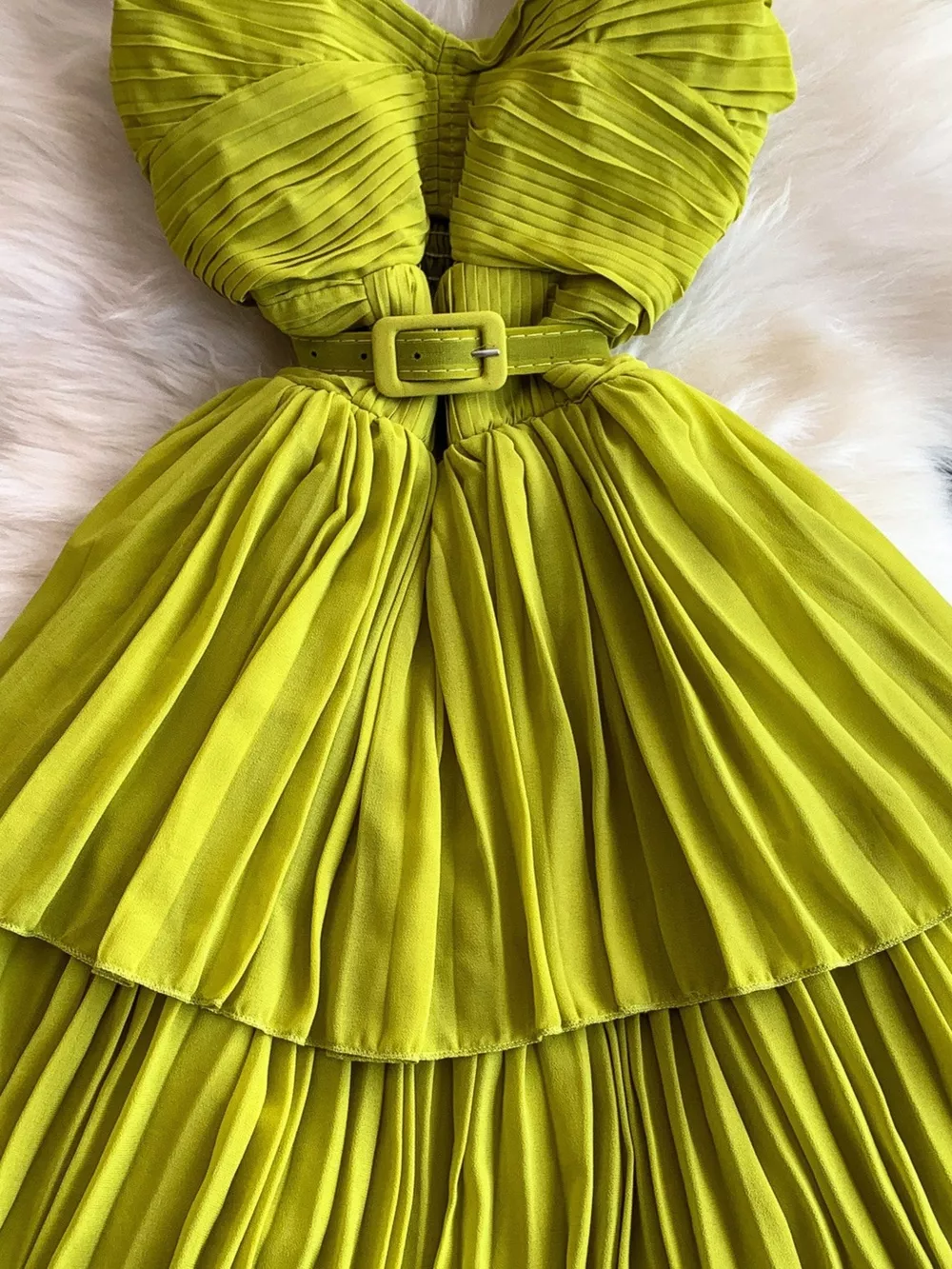 Pleated Layered Spaghetti Strap Midi Dress, image 13