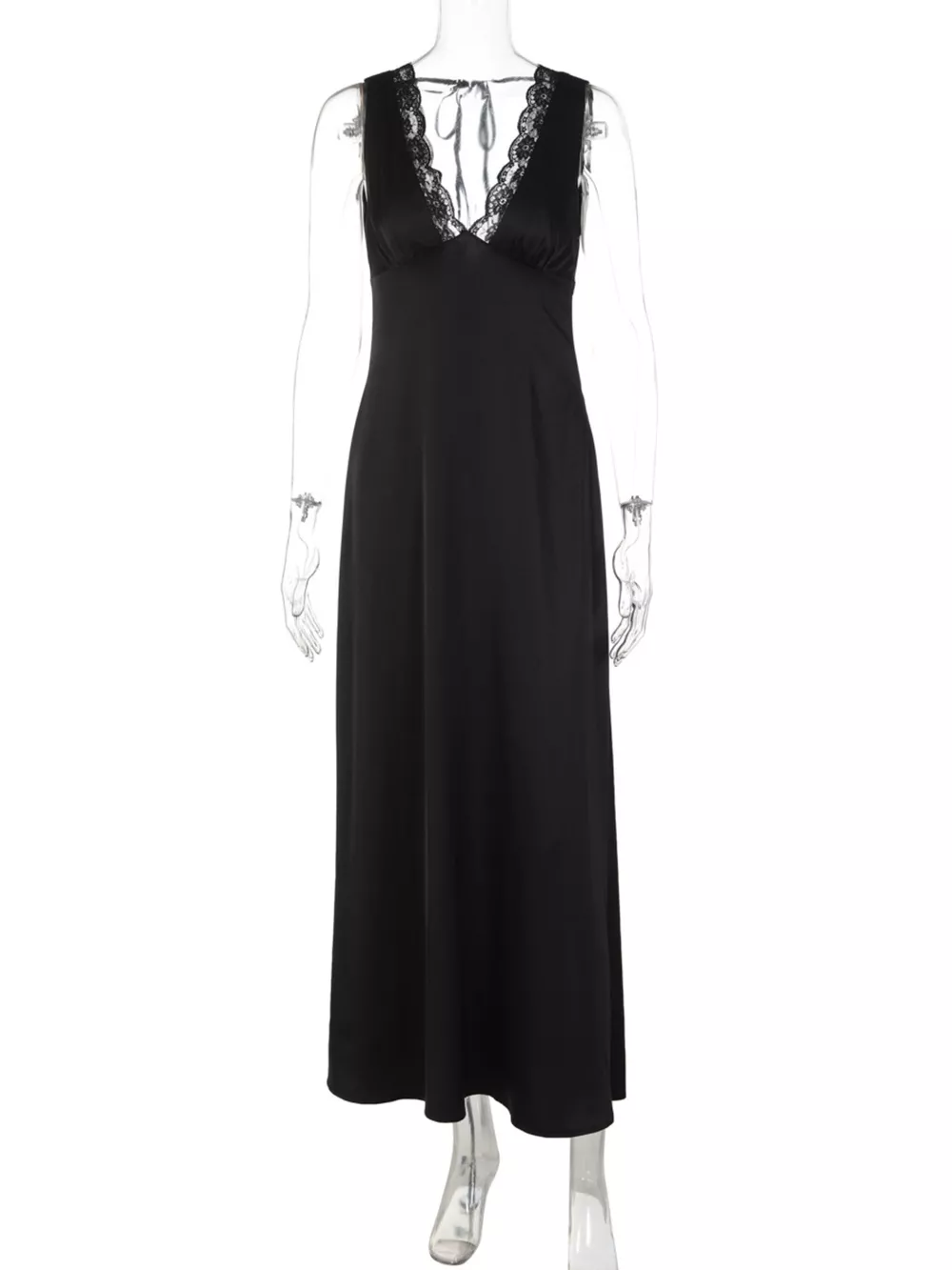Lace Trim V-Neck Sleeveless Maxi Dress, image 11