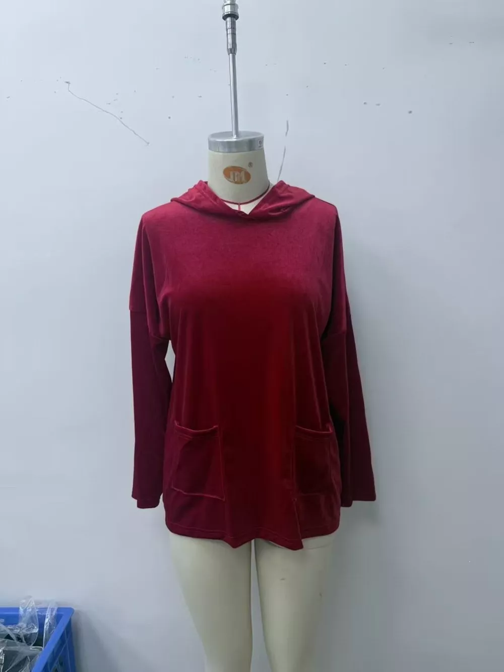 Velvet Front Pockets Hoodie