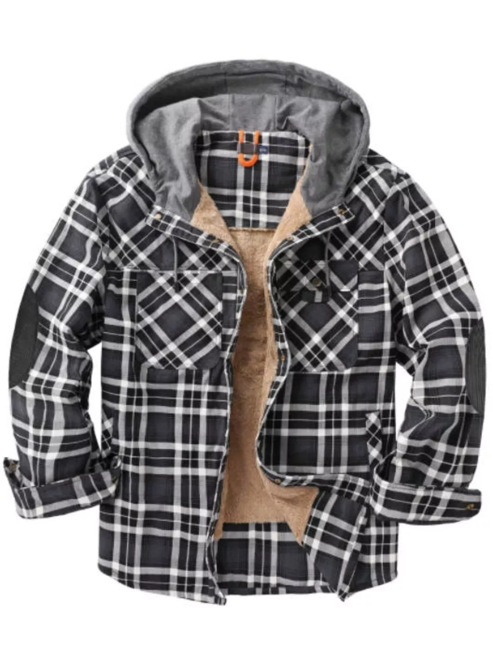 Men's Snap Down Plaid Flannel Hooded Jacket, image 4