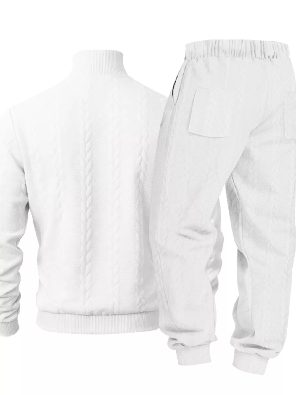 Men's Full Size Cable Knit Mock Neck Sweater and Joggers Set Plus Size, image 20