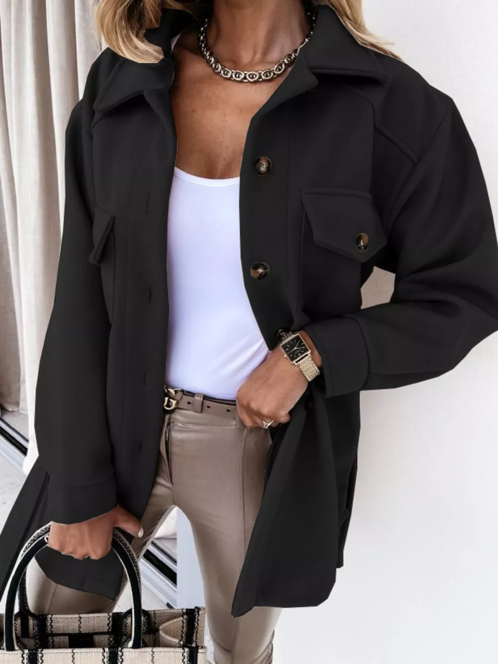 Button-Down Tie Waist Coat