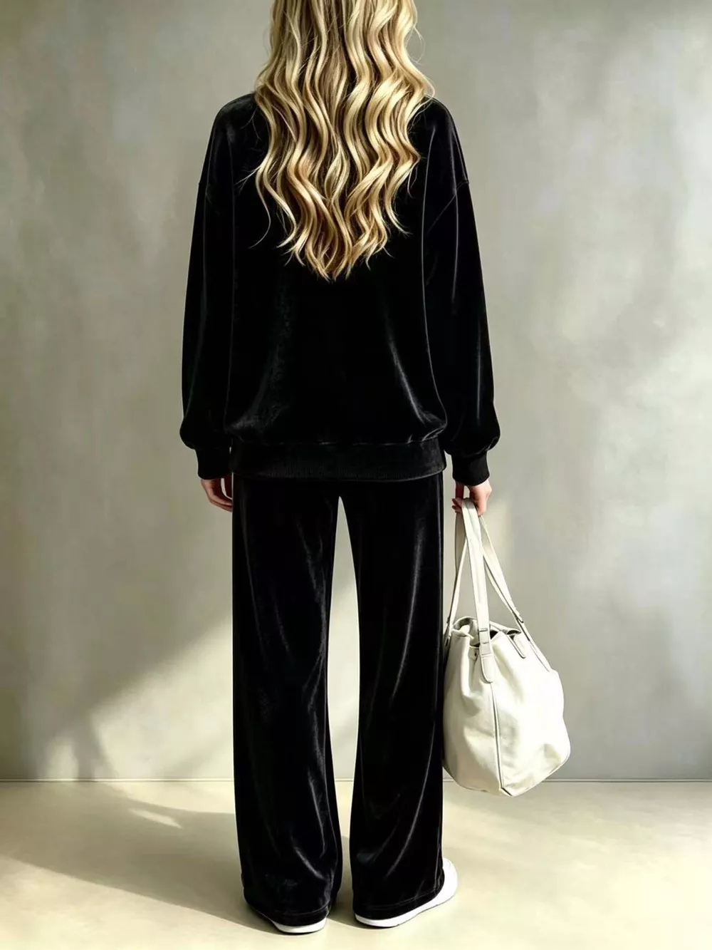 Full Size Velvet Dropped Shoulder Top and Wide-Leg Pants Set Plus Size, image 6