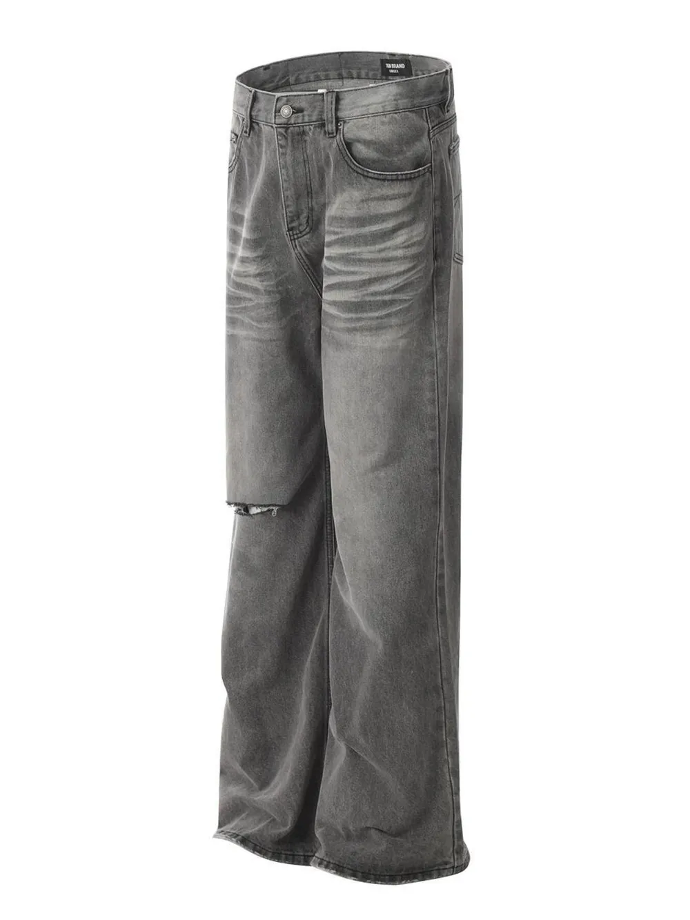 Men's Vintage Washed Distressed Wide-Leg Jeans, image 2