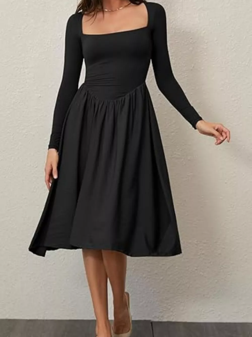 Square Neck Long Sleeve Midi Dress, image 23