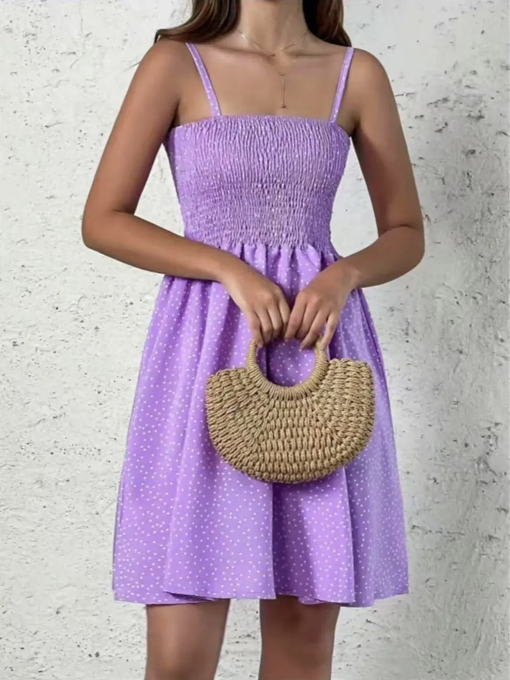 Full Size Smocked Square Neck Cami Dress Plus Size, image 24