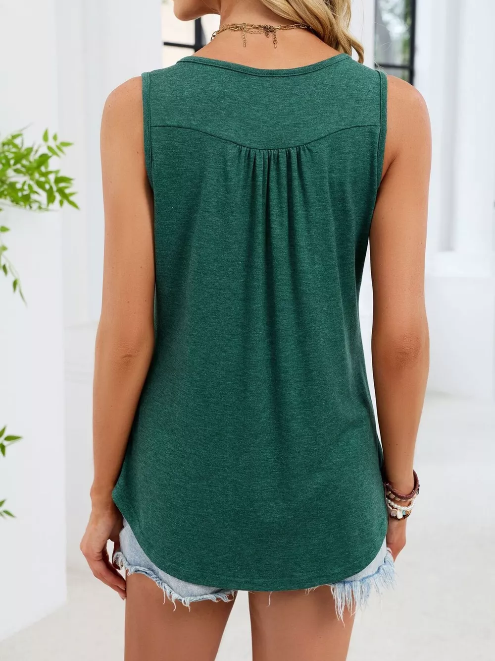 Button Detail Round Neck Tank, image 36