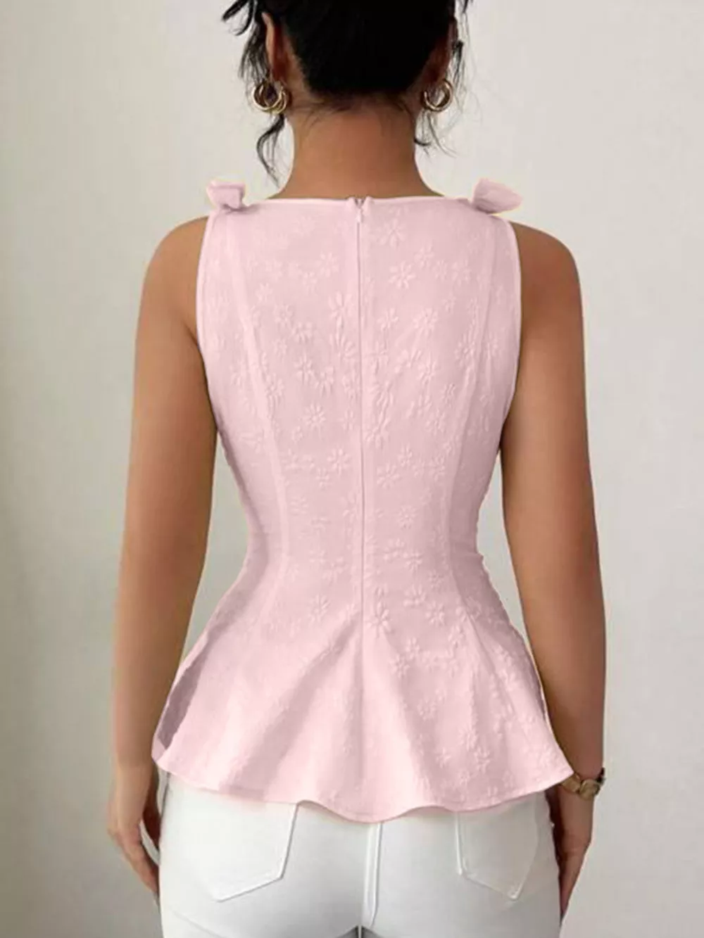 Bow Shoulder Peplum Tank, image 6