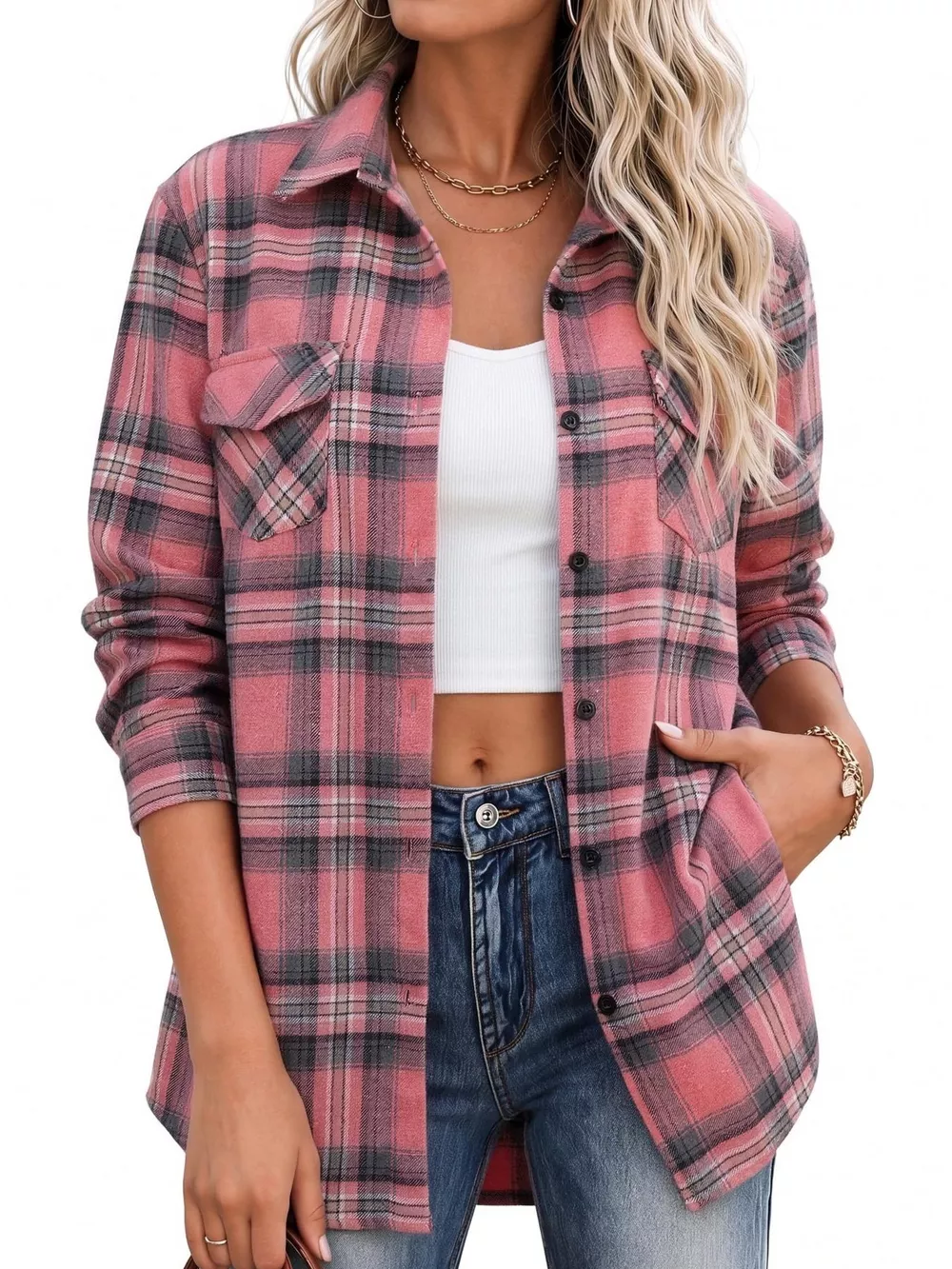 Casual Plaid Button-Down Shirt, image 6