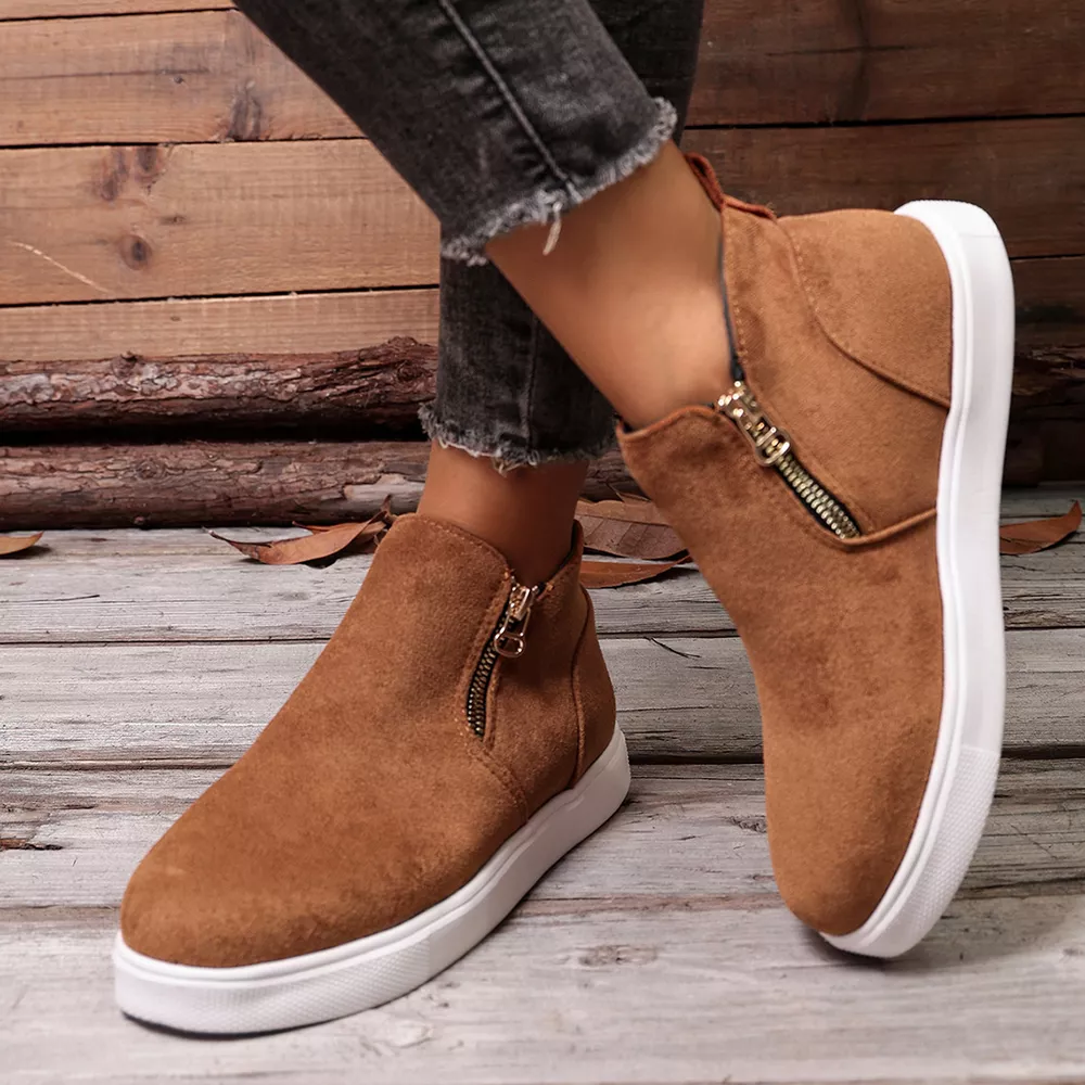Side Zipper Flat Sneakers, image 3