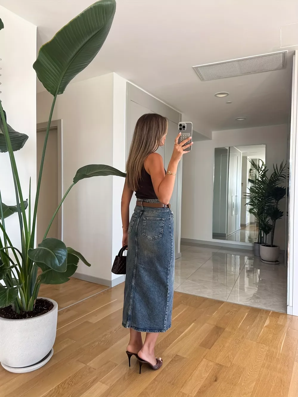 Slit Front Denim Skirt, image 6