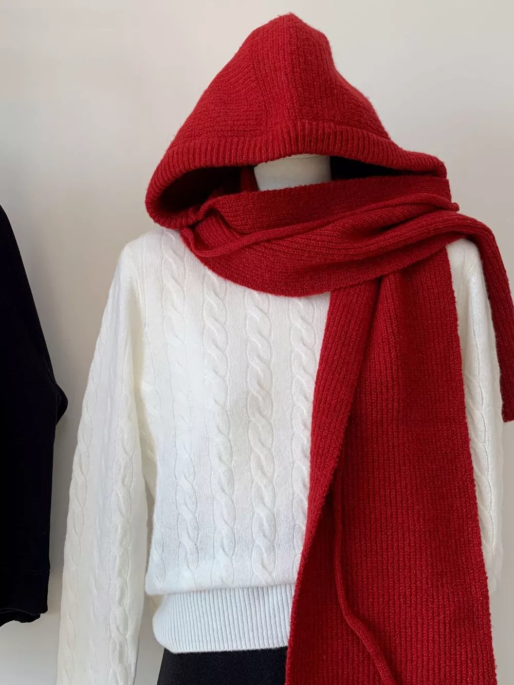 Knitted Solid Color Scarf Hat, image 9