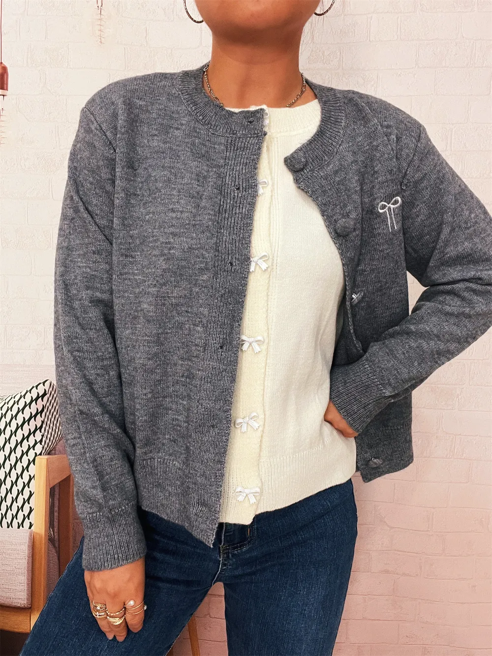 Button-Up Long Sleeve Cardigan, image 12