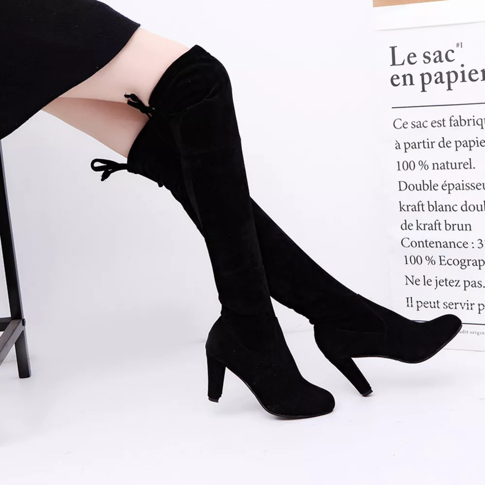 Round Toe Block Heels Boots, image 2