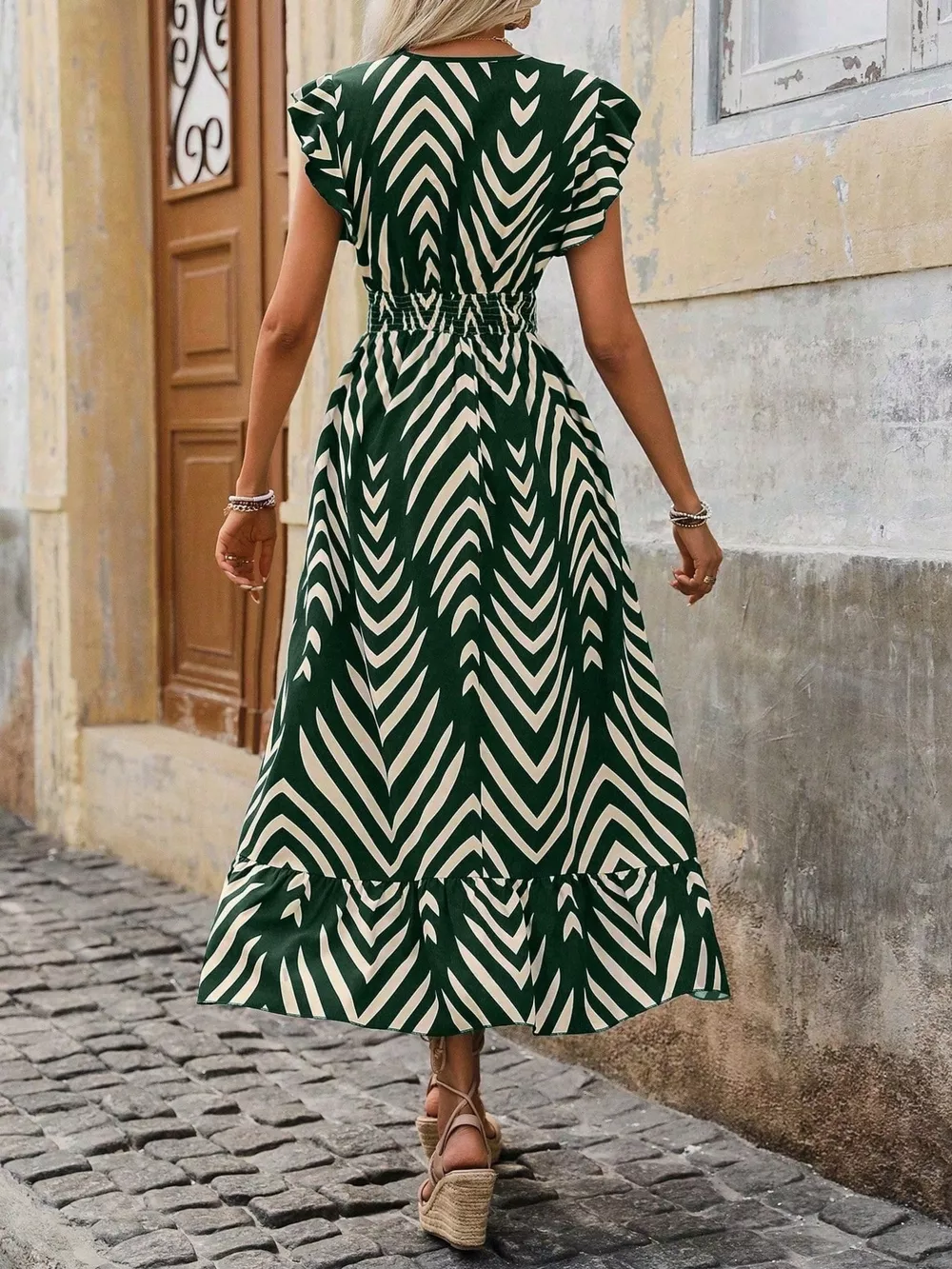 Ruffled Cap Sleeve Midi Dress, image 7