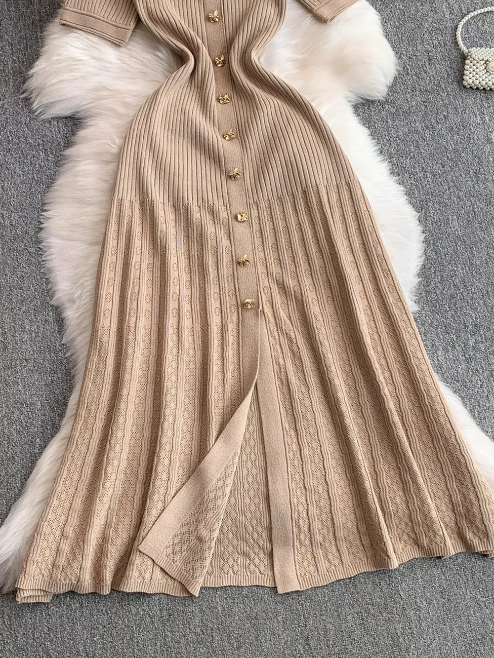 Button Front Ribbed Knit Midi Dress, image 14
