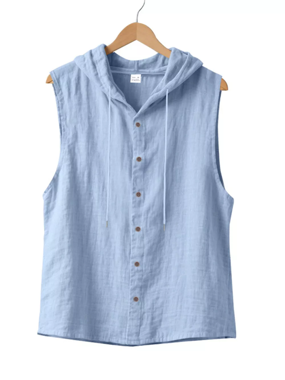 Men's Full Size Casual Sleeveless Hooded Button-Down Top Plus Size, image 12