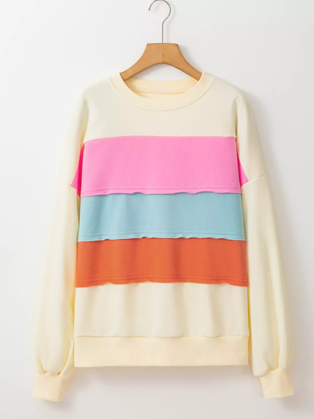 Colorblock Patchwork Crewneck Drop Shoulder Sweatshirt, image 2