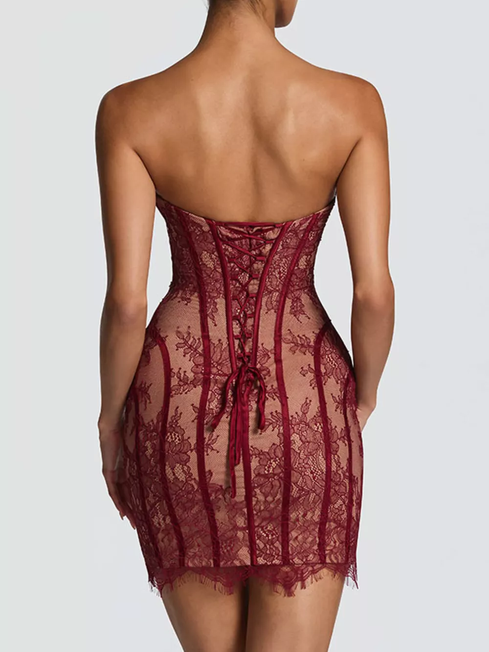 Lace Detail Tube Mini Dress, image 3